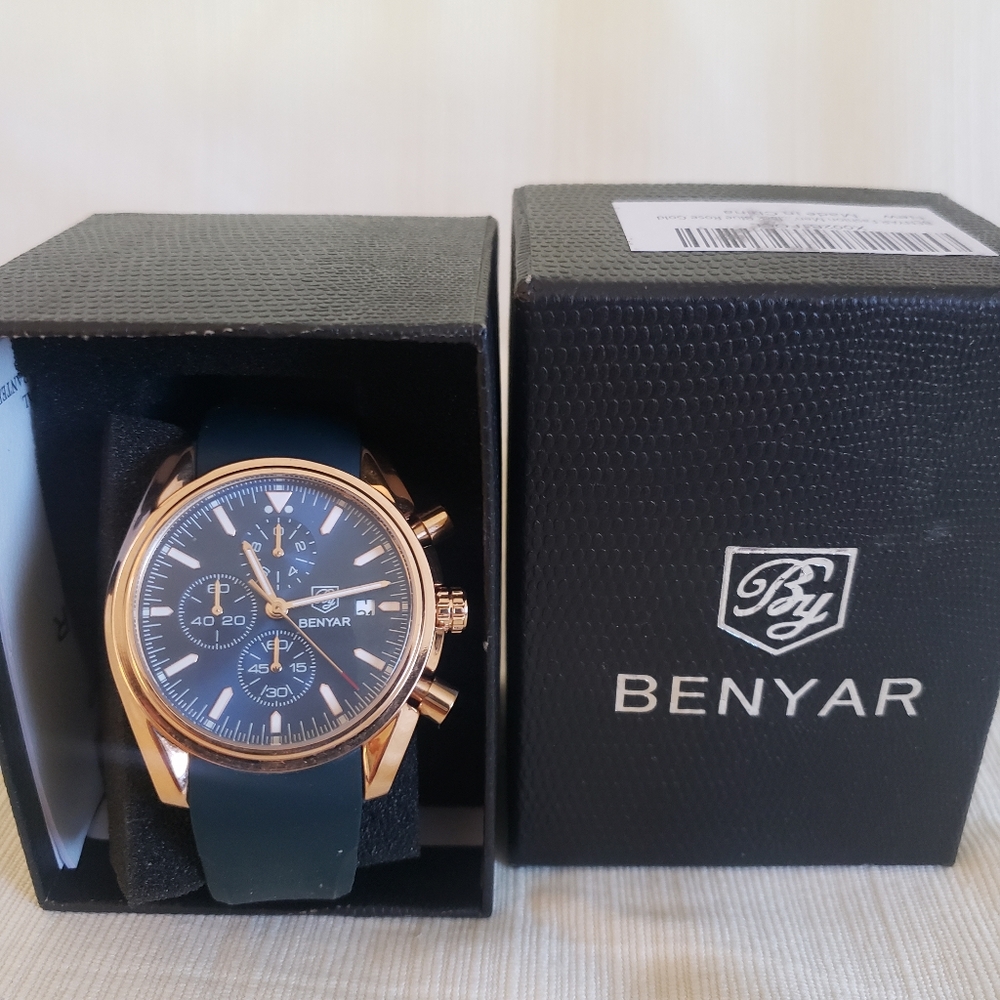 BENYAR- Stylish Wrist Watch Genuine Silicone Strap,Waterproof and Scratch Resist